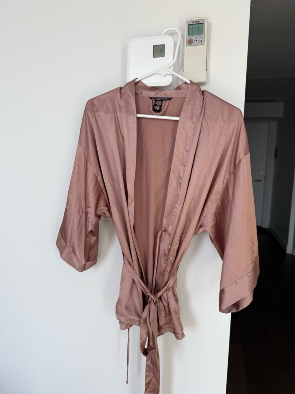 Victoria's Secret Mauve Short Satin Kimono Mini Robe with Tie Belt